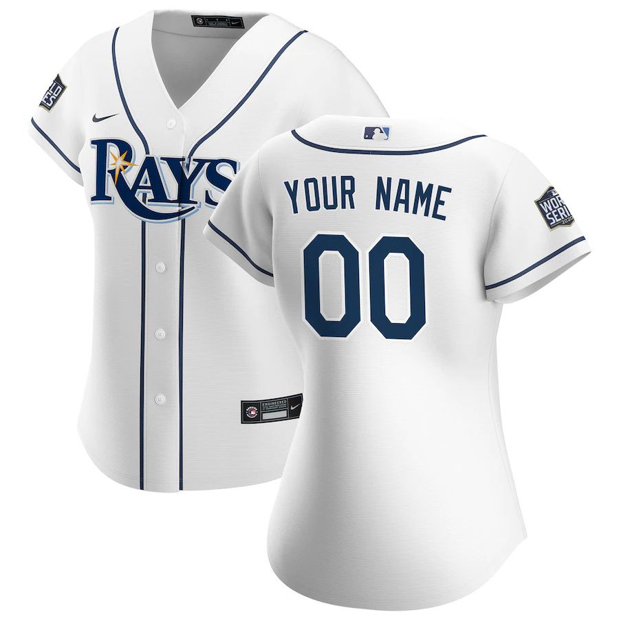 Womens Tampa Bay Rays Nike White 2020 World Series Bound Custom Replica MLB Jerseys->tampa bay rays->MLB Jersey